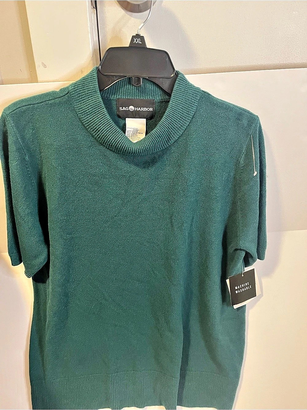 SAG HARBOR Green Short Sleeve Sweater Size L NWT